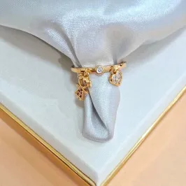 Anel Menininha e Coração Cravejado Pendurado