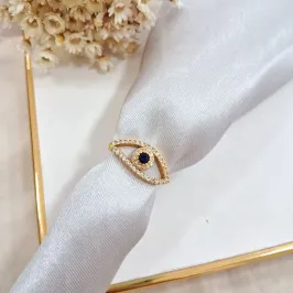 Anel olho cravejado com zirconia cores