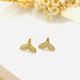 Brinco calda de sereia cravejado