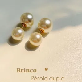 Brinco luxo pérola dupla