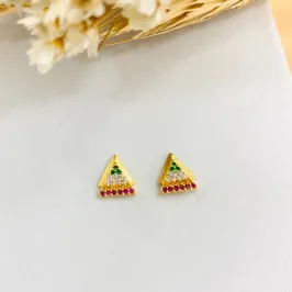 Brinco triângulo cravejado colors