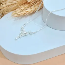 Colar asa de borboleta com galhos em zircônia - prata