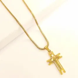 Corrente aço rabo de rato com crucifixo 