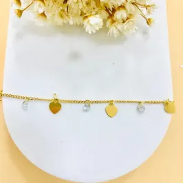 Pulseira corações e pontos de luz