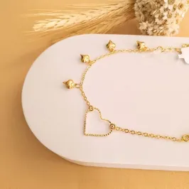 Pulseira corações lisos com coração vazado