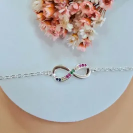 Pulseira infinito cravejado colors
