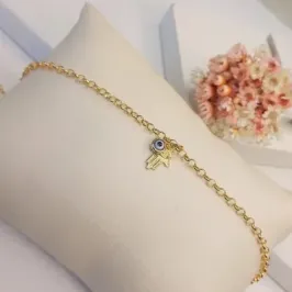 Tornozeleira Mão Olho de Fatima e Olho Grego