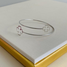 Bracelete dois trevos aço inoxidável