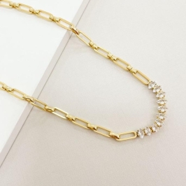 Choker luxo corrente com ziurcônias