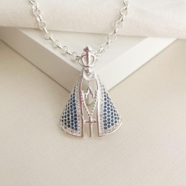 Choker luxuosa dupla nossa senhora cravejada