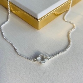 Colar 1 trevo cristal Prata