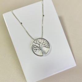 Colar árvore da vida com zircônias  no tronco