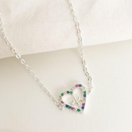 Colar Coração Fé Colors - prata