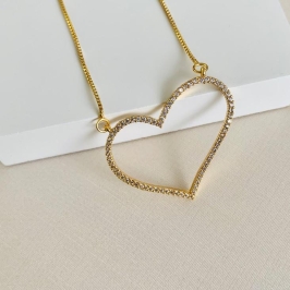 Colar coração maxi inclinado