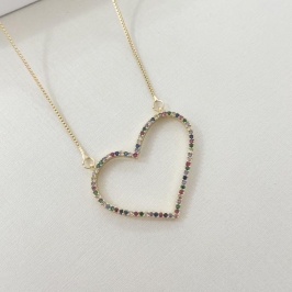 Colar coração maxi inclinado colors