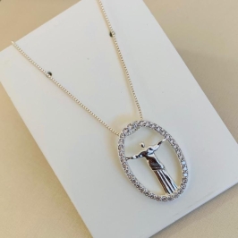 Colar Cristo Redentor cravejado