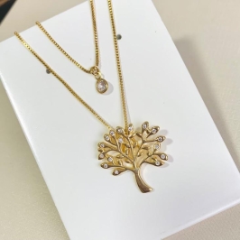 Colar duplo arvore da vida e ponto de luz