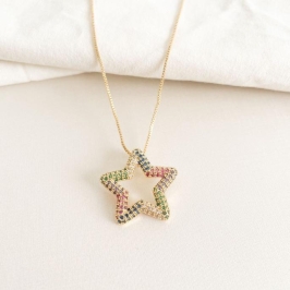 Colar estrela cravejada colors