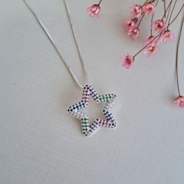 Colar estrela cravejada colors