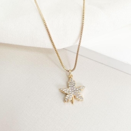 Colar Folha Cravejada