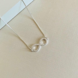 Colar infinito cravejado - prata