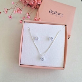Conjunto pedra quadrada cristal