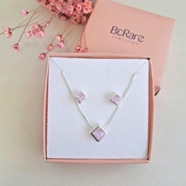 Conjunto pedra quadrada rosê