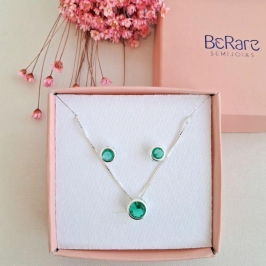 Conjunto pedra verde água