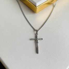 Corrente Jesus na cruz  aço inoxidável