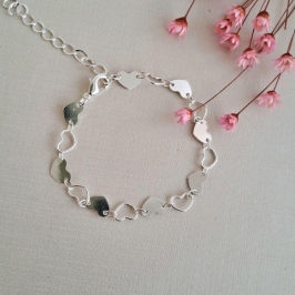 Pulseira coração liso e vazado