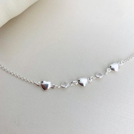 Pulseira corações com cristal