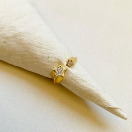 Anel ajustável estrelas cravejadas