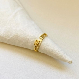 Anel love duplo meio cravejado