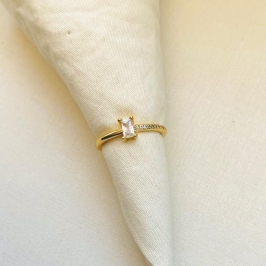 Anel solitário pedra quadrada