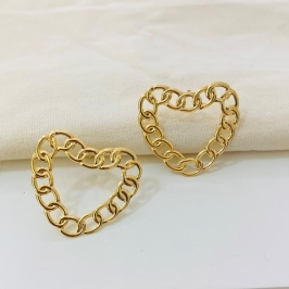 Brinco coração elos corrente