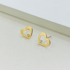 Brinco Coração liso uma zircônia