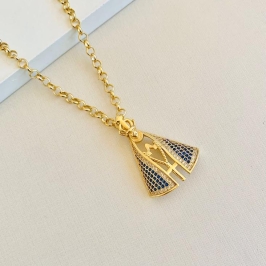 Choker luxo nossa senhora cravejada azul