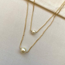 Colar dupla elegância pérolas