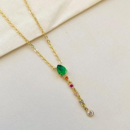 Colar gota com fio gravejado