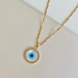 Colar luxo olho grego perolado