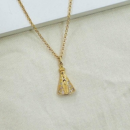 Colar Nossa Senhora com gravção e elo portugues