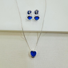 Conjunto coração azul royal
