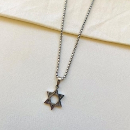 Corrente pipoca com estrela de Davi steel 60cm