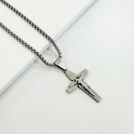Corrente pipoca crucifixo steel