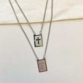 Escapulário Deus é fil + Cruz Steel