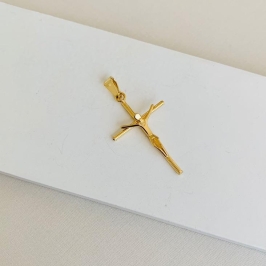 Pingente cruz com Cristo liso ouro