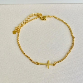 Pulseira Cruz Lisa dourada