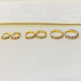 Trio argolinha cravejada zircônia colors 1 fileira