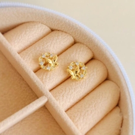 Brinco borboleta em circulo cravejado