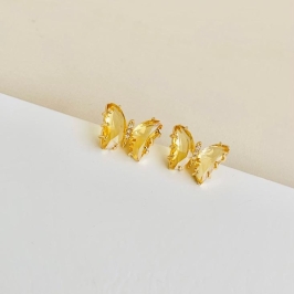 Brinco borboleta zirconia amarela